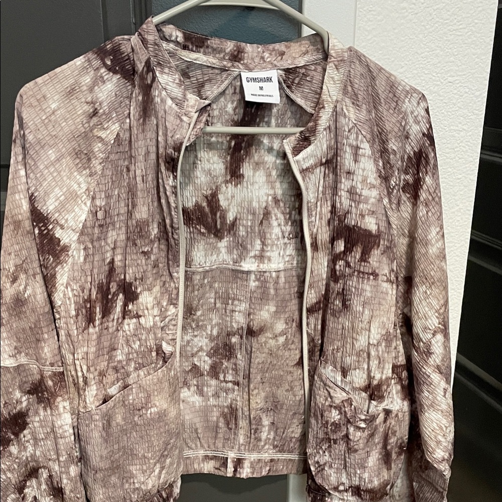 Gymshark Tie-Dye Zip Jacket Brown & Cream Athleisure Layer Size M